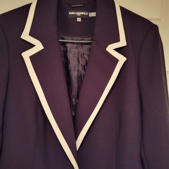 KARL LAGERFELD Classic Black & White Blazer Sz 10 - Picture 10 of 10